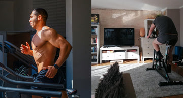A person deciding between a Wenoker Treadmill and a Wenoker Exercise Bike in a modern home gym setting.