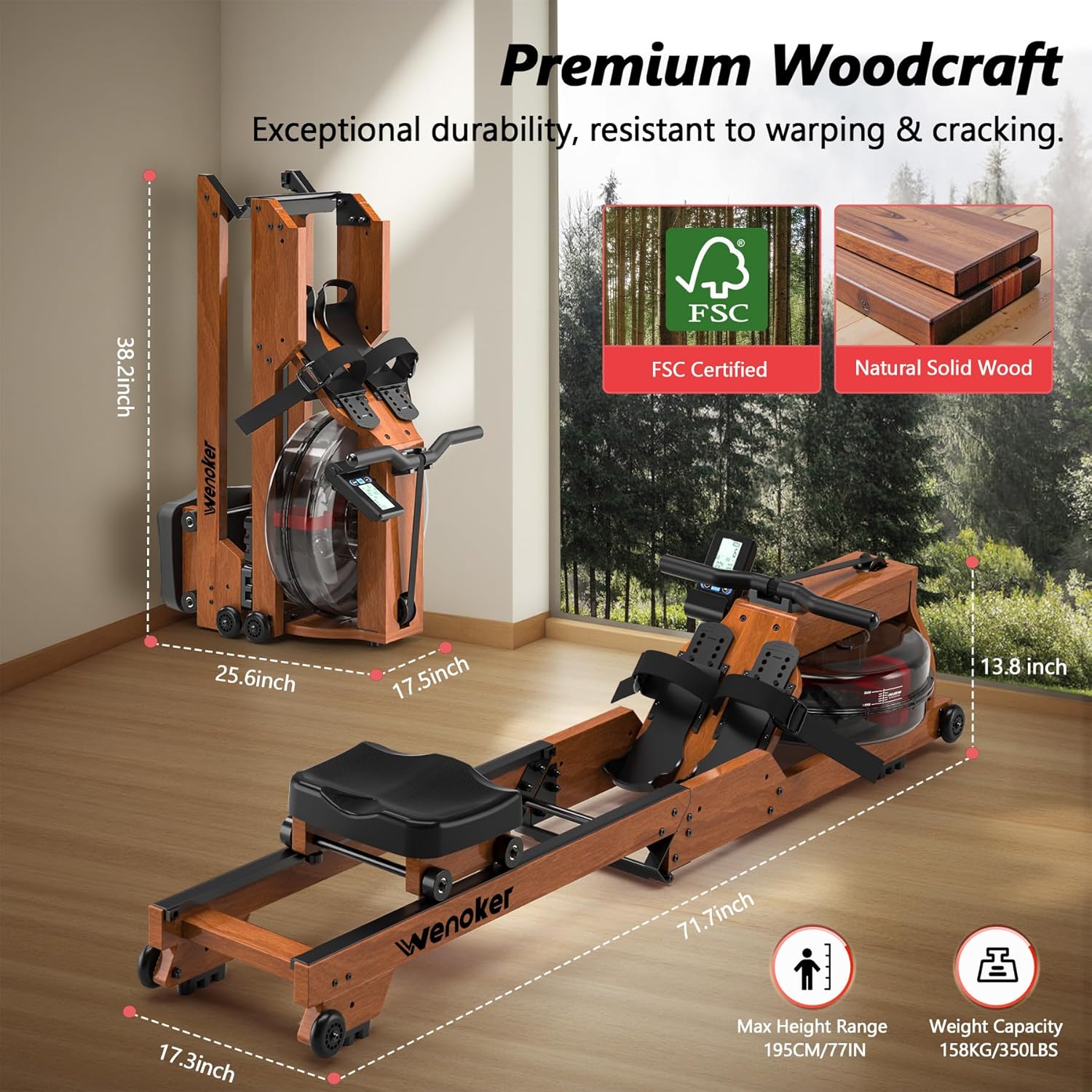 Wenoker RW623-50 Water Resistance Wood Rower