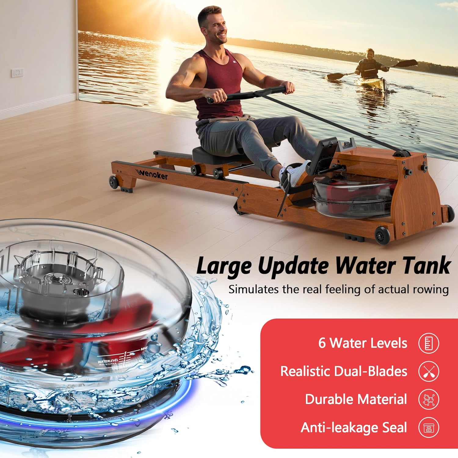 Wenoker RW623-50 Water Resistance Wood Rower