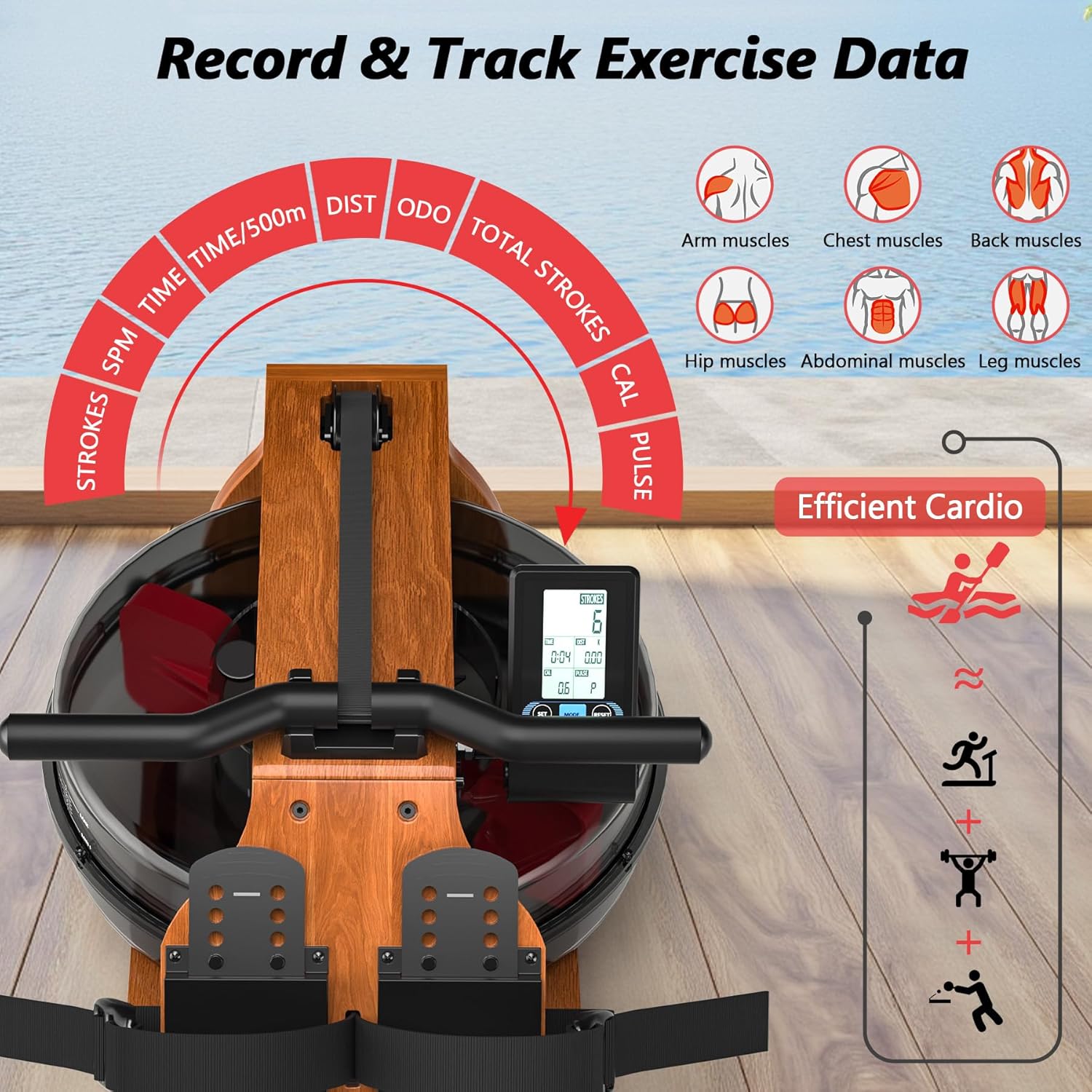 Wenoker RW623-50 Water Resistance Wood Rower