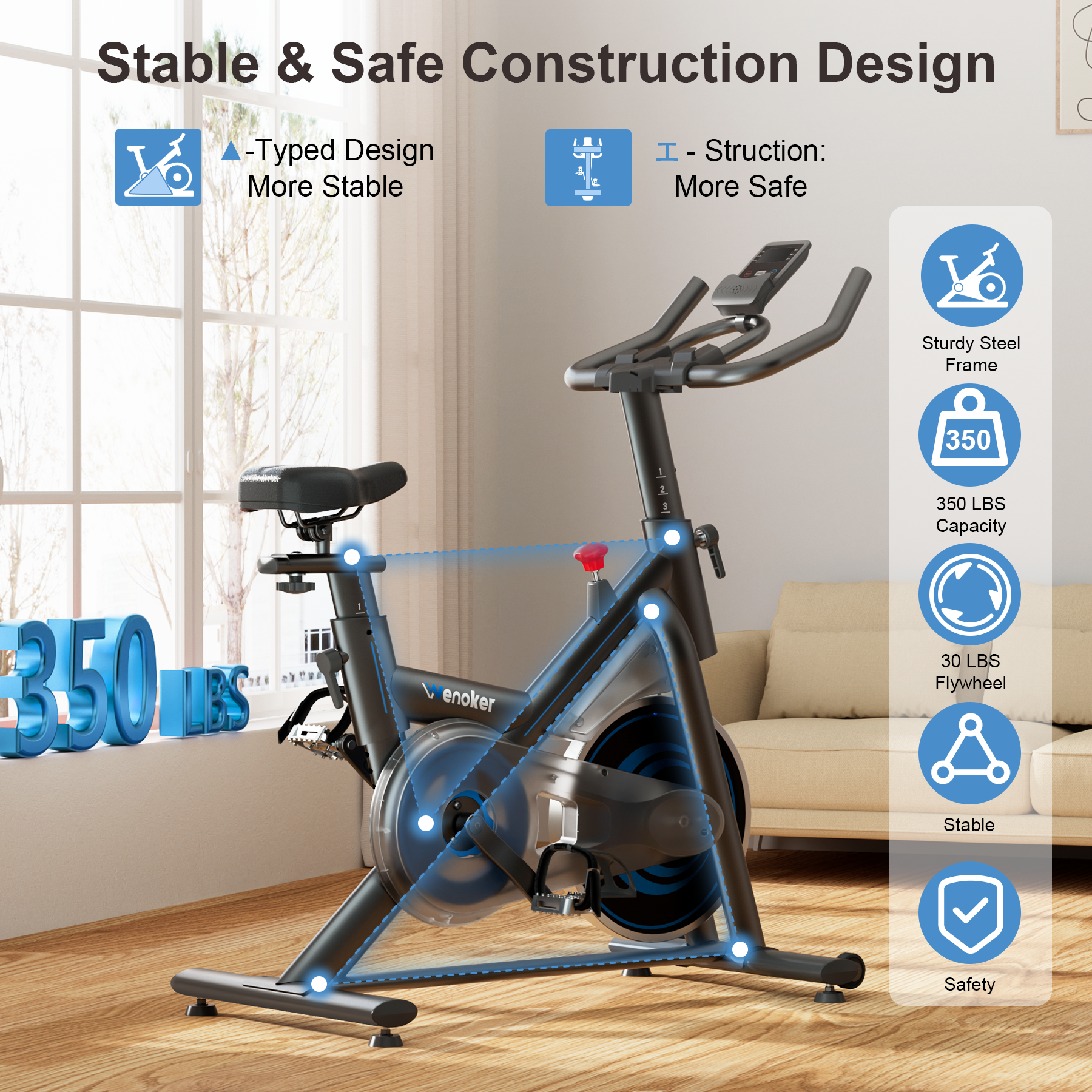 Wenoker JC318 Magnetic Exercise Bike (Blue)