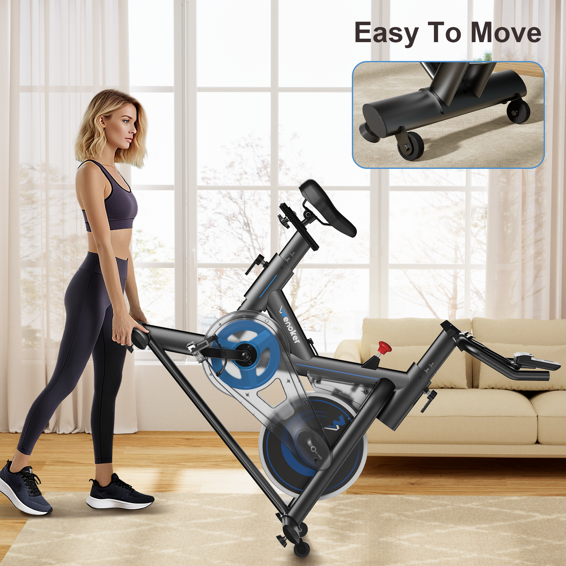 Wenoker JC318 Magnetic Exercise Bike (Blue)