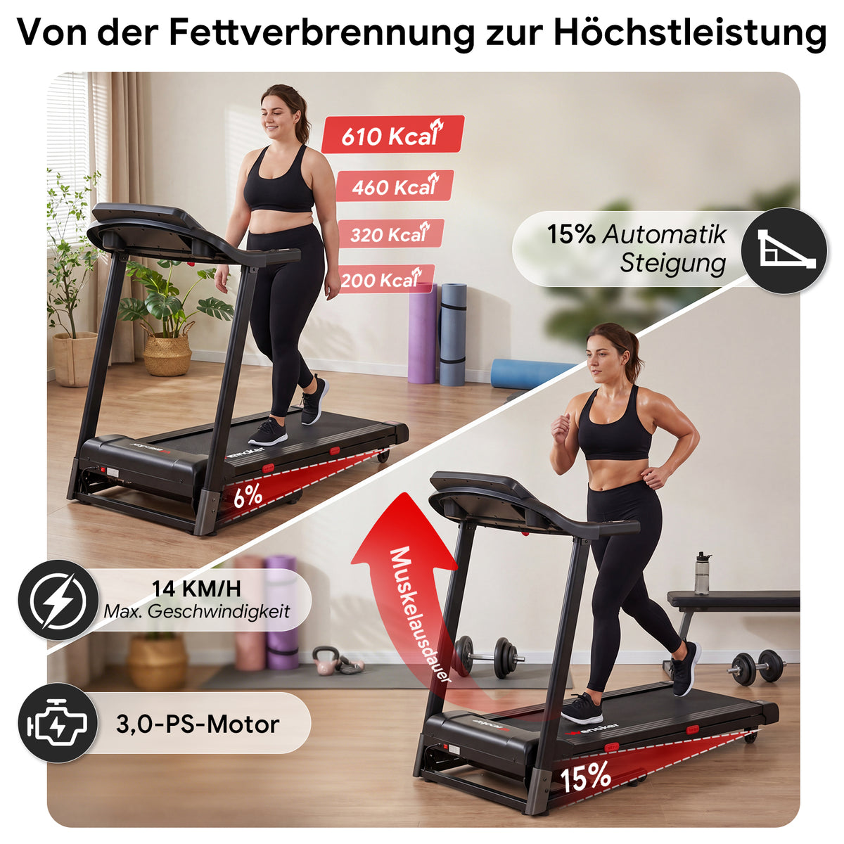 Wenoker X-T420 Folding Treadmill with Automatic Incline